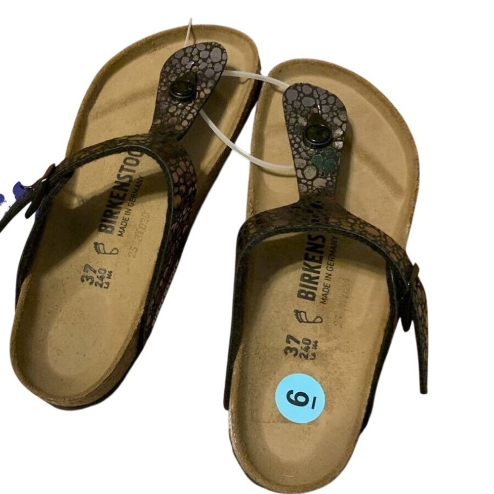 Birkenstock Gizeh Birko-Flor Metallic Stones Black Sandals SZ.6-6.5‎ US /37  NWT